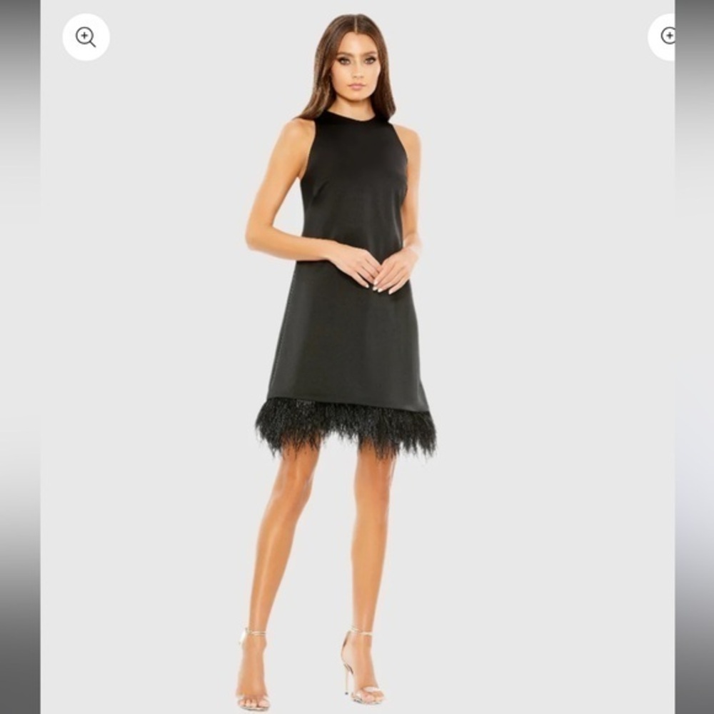 NWT - Mac Duggal Feather Hem Dress - Size 8